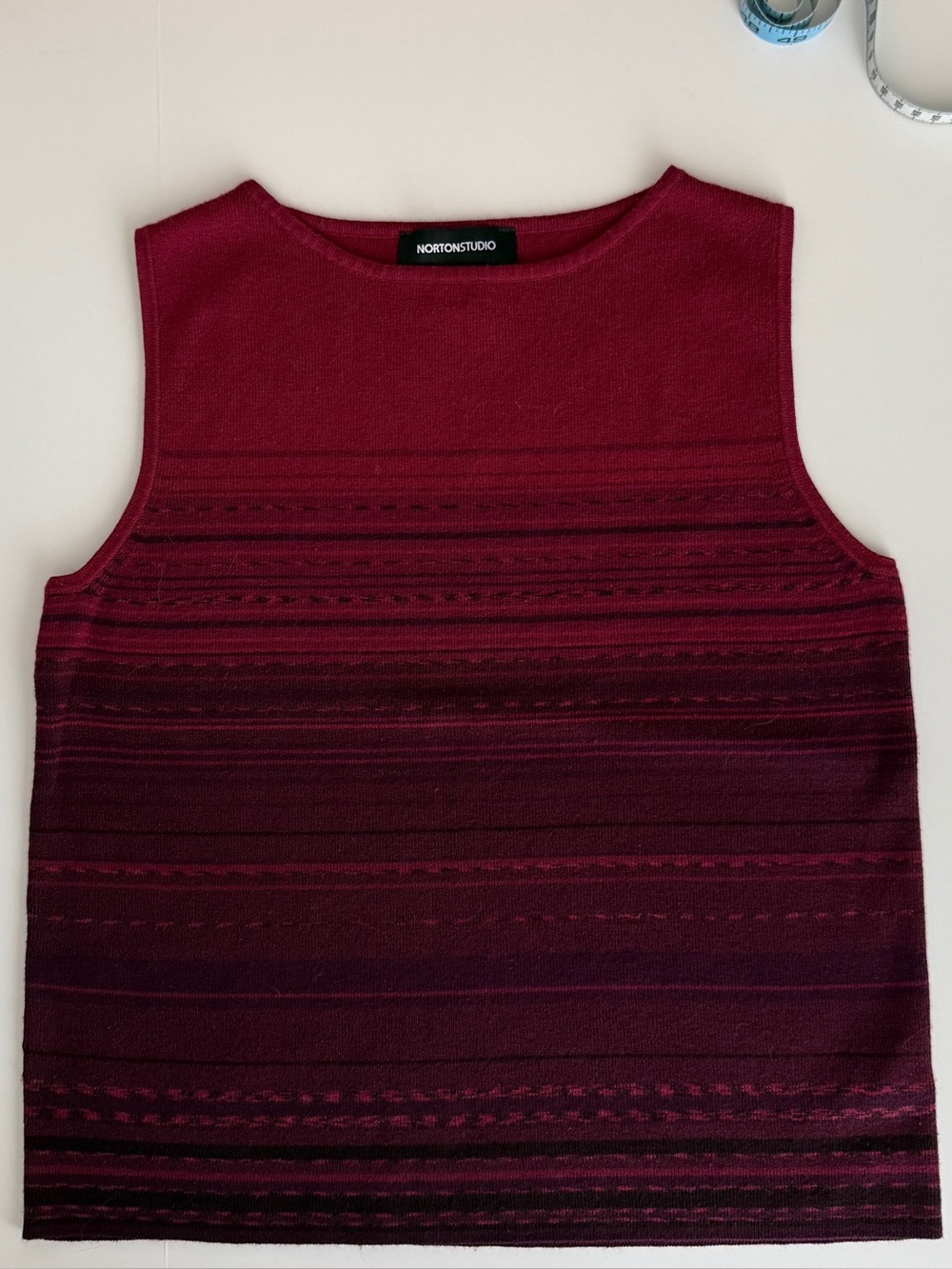 Norton Studio Burgundy Striped Knit Sweater Tank Top Shell or Vest | Size Medium